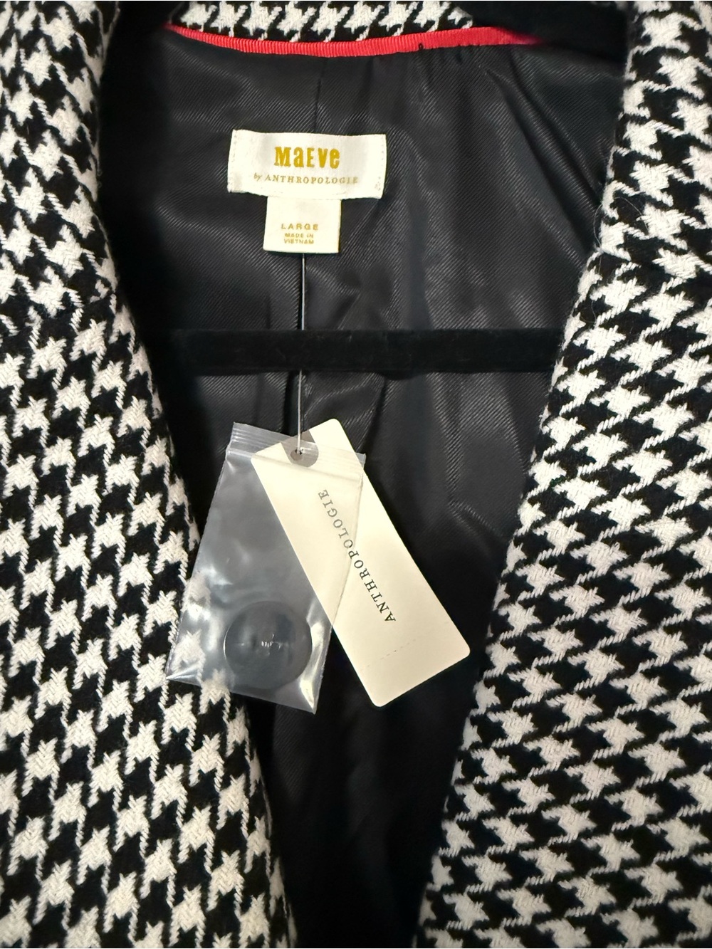 Anthropologie women’s Black and White Houndstooth Jacket / Blazer - Picture 2 of 5